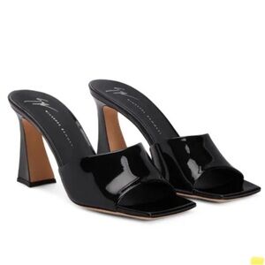 Giuseppe Zanotti Black Heeled Mules with Sculptural Design